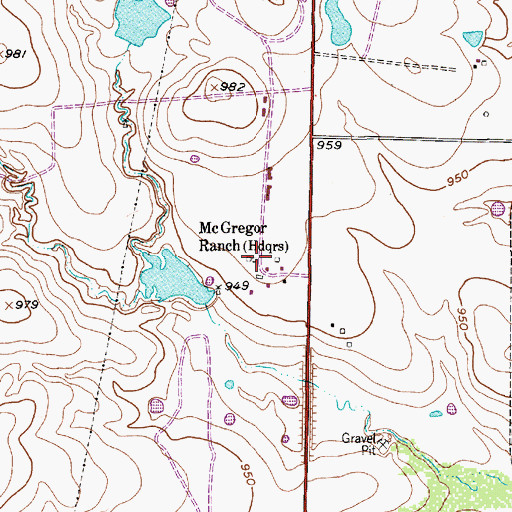 Topographic Map of McGregor Ranch, TX