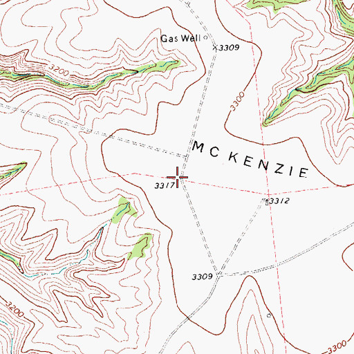Topographic Map of McKenzie Mesa, TX