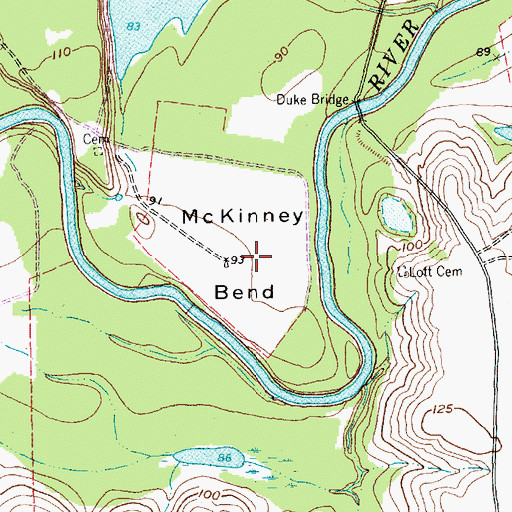 Topographic Map of McKinney Bend, TX