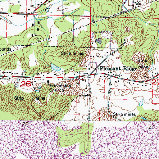Topographic Map of Pleasant Ridge School (historical), AL