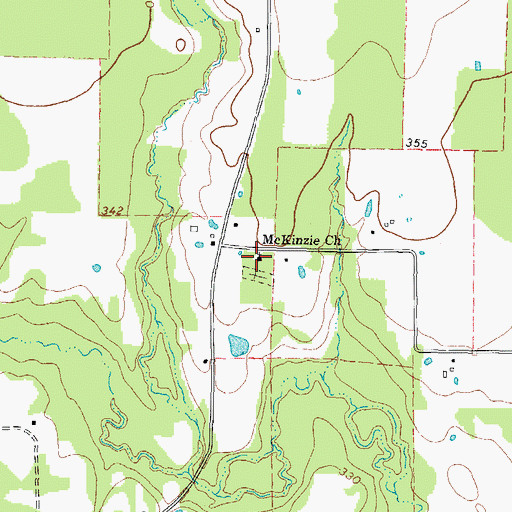 Topographic Map of McKinzie Church, TX