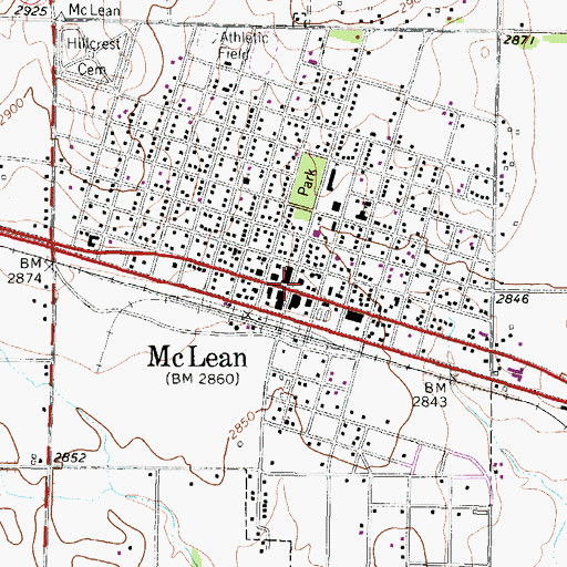 Topographic Map of McLean, TX