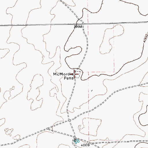 Topographic Map of McMordie Pens, TX