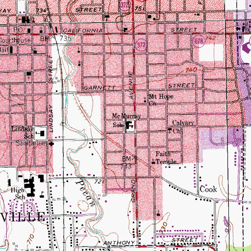 Topographic Map of McMurray School, TX