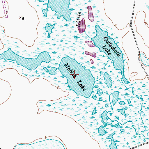 Topographic Map of McNab Lake, TX