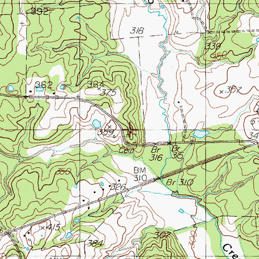 Topographic Map of McRae Church, TX