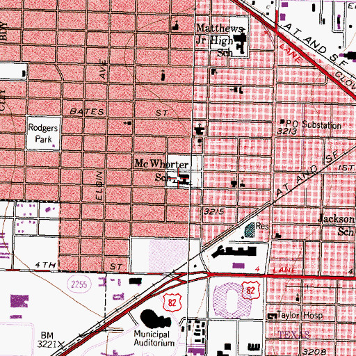 Topographic Map of McWhorter School, TX