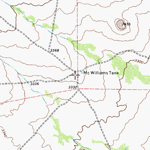 Topographic Map of McWilliams Tank, TX