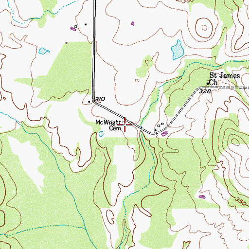 Topographic Map of McWright Cemetery, TX