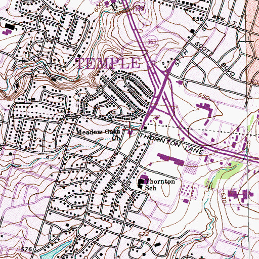 Topographic Map of Meadow Oaks Church, TX
