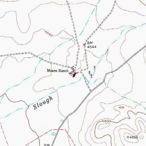 Topographic Map of Means Ranch, TX