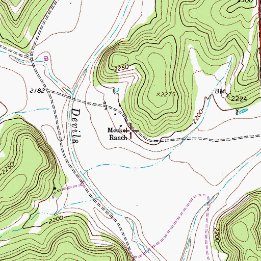 Topographic Map of Meckel Ranch, TX