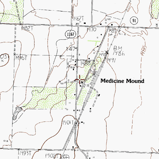 Topographic Map of Medicine Mound, TX