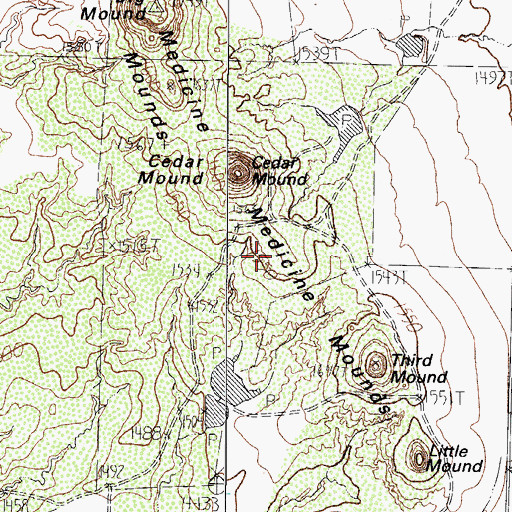 Topographic Map of Medicine Mounds, TX