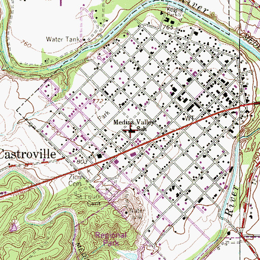 Topographic Map of Medina Valley School, TX