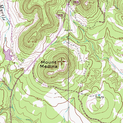 Topographic Map of Mount Medina, TX