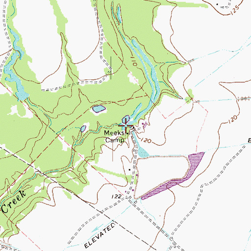 Topographic Map of Meeks Camp, TX