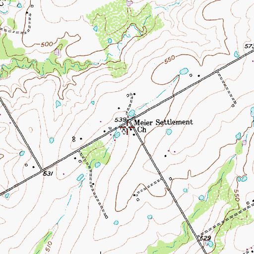 Topographic Map of Meier Settlement Church, TX