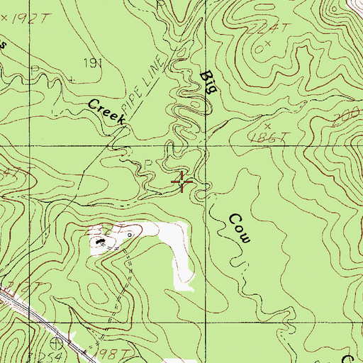 Topographic Map of Melhomes Creek, TX