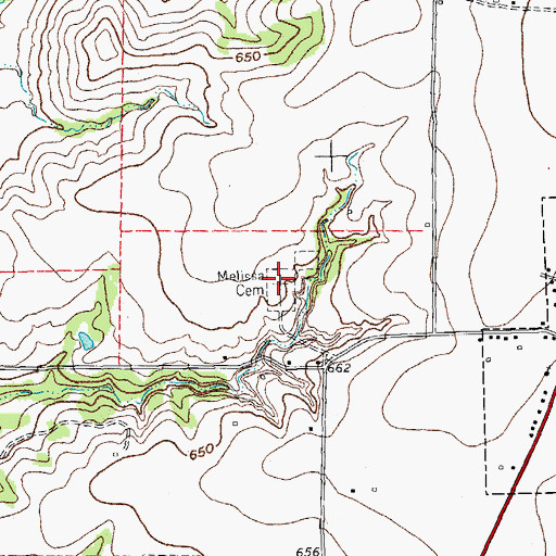 Topographic Map of Melissa Cemetery, TX