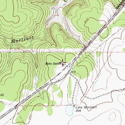 Topographic Map of Melo Ranch, TX