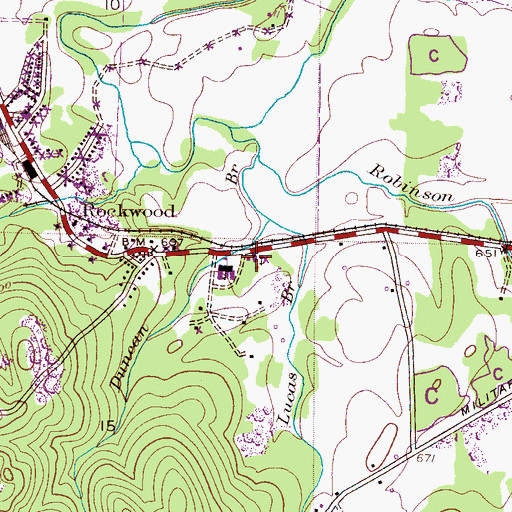 Topographic Map of Rockwood Church, AL