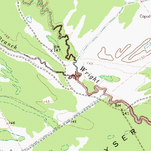 Topographic Map of Melton Branch, TX
