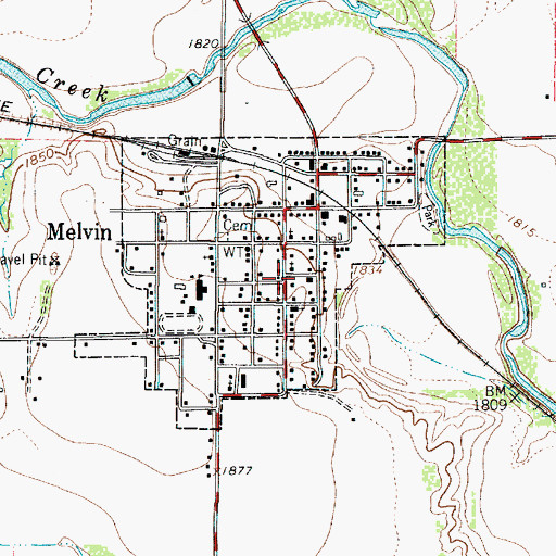 Topographic Map of Melvin, TX