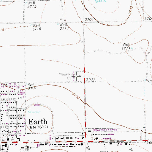 Topographic Map of Earth Memorial Cemetery, TX
