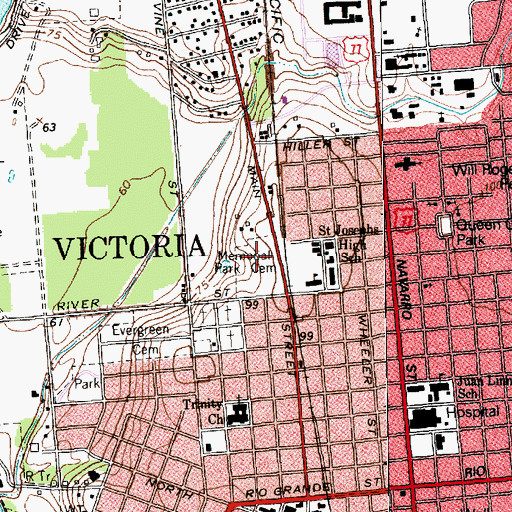 Topographic Map of Memorial Park, TX