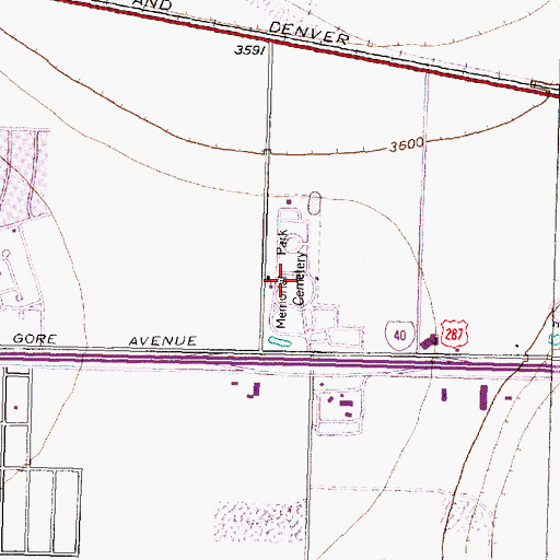 Topographic Map of Memorial Park Cemetery, TX