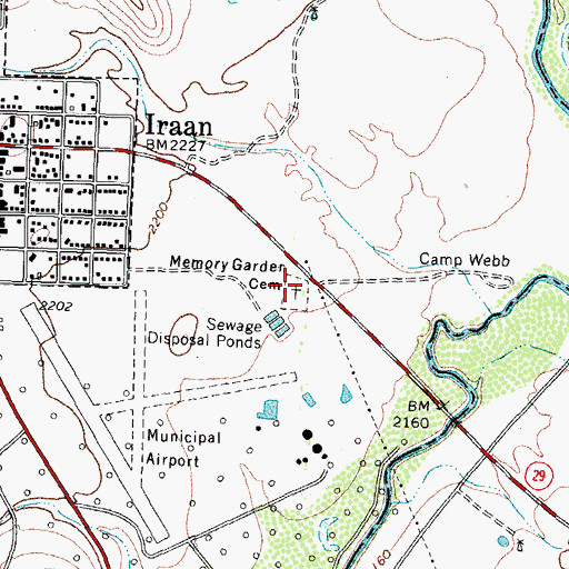 Topographic Map of Memory Garden Cemetery, TX