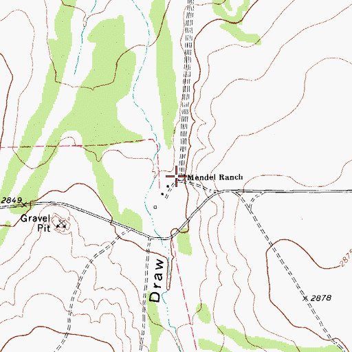 Topographic Map of Mendel Ranch, TX