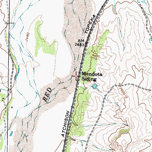 Topographic Map of Mendota Siding, TX