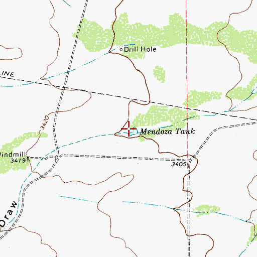 Topographic Map of Mendoza Tank, TX
