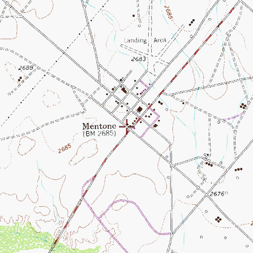Topographic Map of Mentone, TX