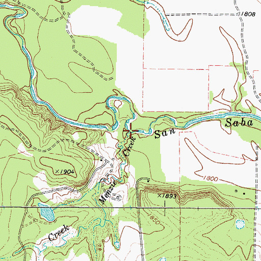 Topographic Map of Menzie Creek, TX