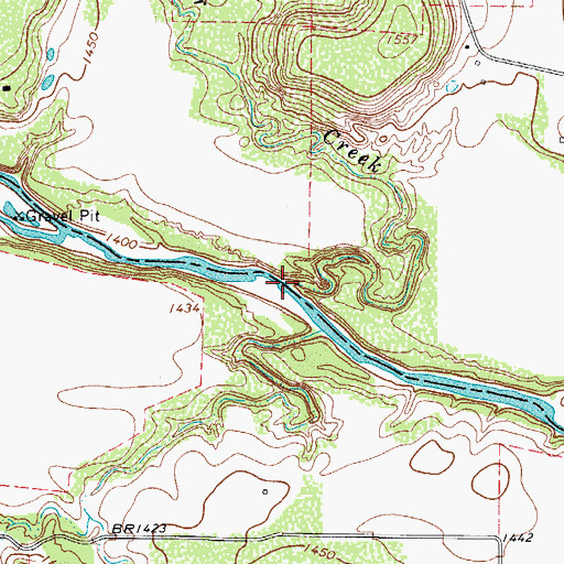 Topographic Map of Mercer Creek, TX