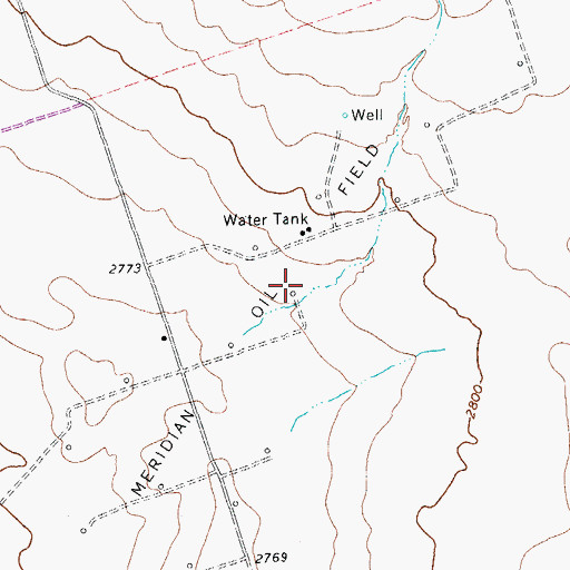 Topographic Map of Meridian Oil Field, TX
