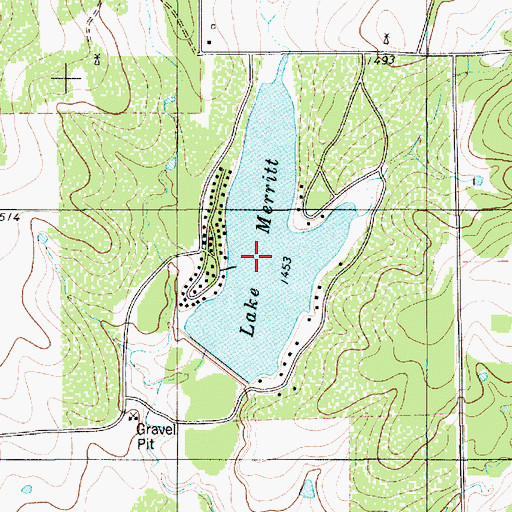 Topographic Map of Lake Merritt, TX