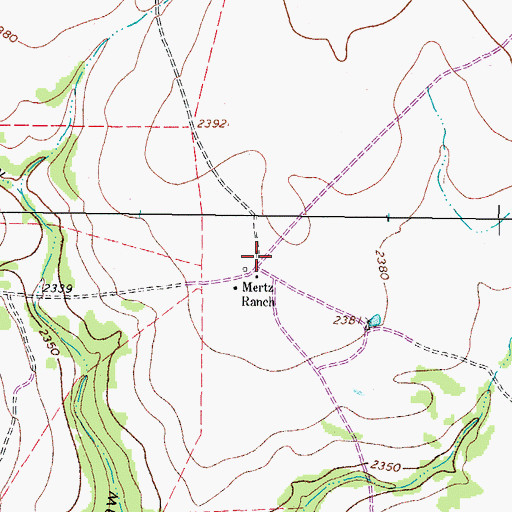 Topographic Map of Mertz Ranch, TX