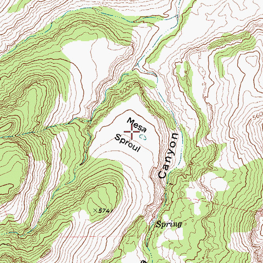 Topographic Map of Mesa Sproul, TX