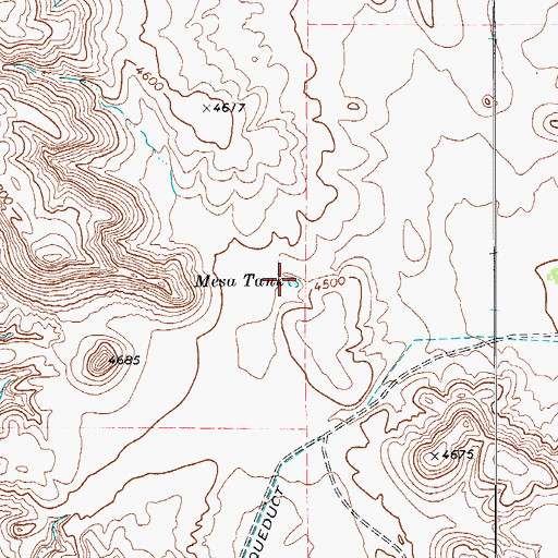Topographic Map of Mesa Tank, TX