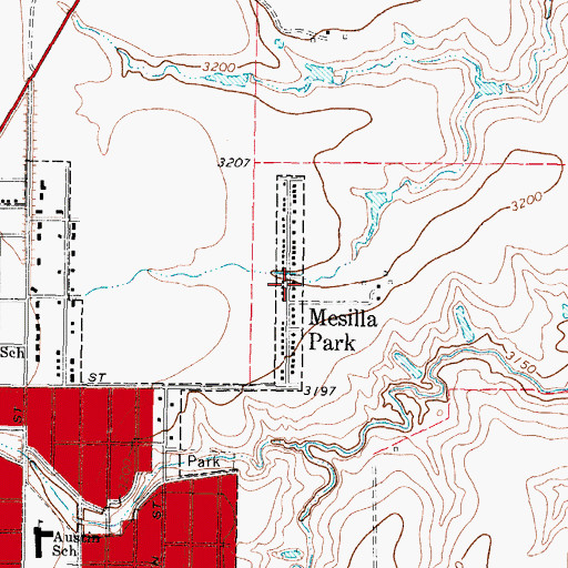 Topographic Map of Mesilla Park, TX
