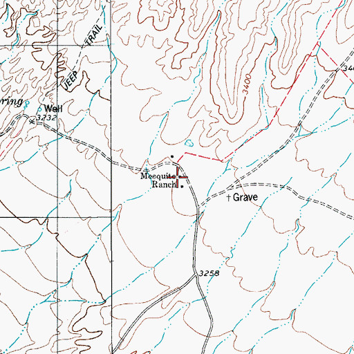 Topographic Map of Mesquite Ranch, TX