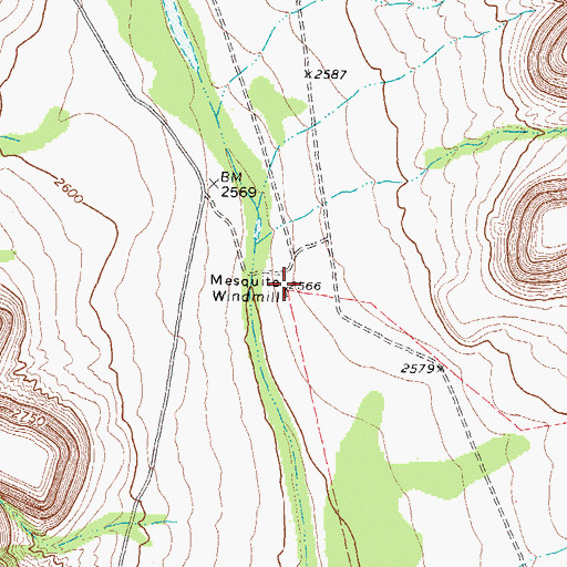 Topographic Map of Mesquite Windmill, TX