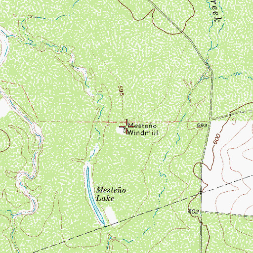 Topographic Map of Mesteo Windmill, TX