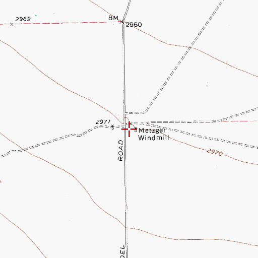 Topographic Map of Metzger Windmill, TX