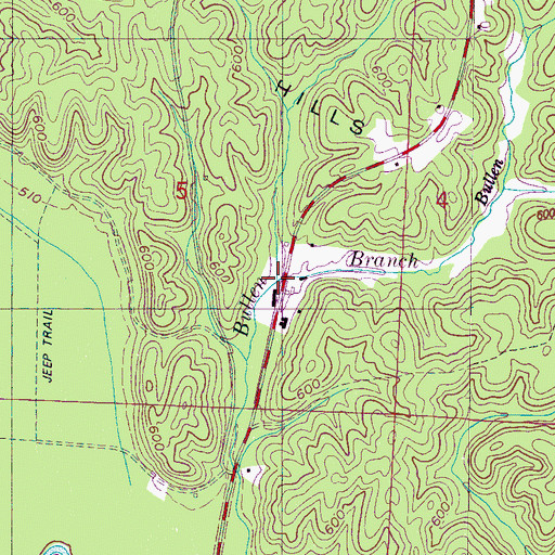 Topographic Map of Sanders Branch, AL