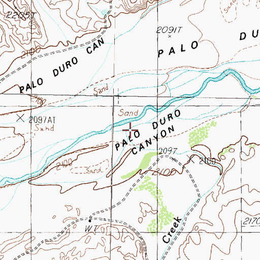 Topographic Map of Mexican Creek, TX
